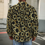 Black And Gold Star of David Print Men's Shirt Jacket