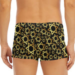 Black And Gold Star of David Print Men's Short Boxer Briefs