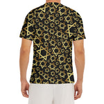 Black And Gold Star of David Print Men's Short Sleeve Rash Guard
