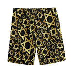 Black And Gold Star of David Print Men's Sports Shorts