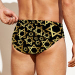 Black And Gold Star of David Print Men's Swim Briefs
