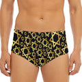 Black And Gold Star of David Print Men's Triangle Swim Briefs