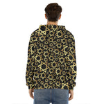 Black And Gold Star of David Print Men's Velvet Pullover Hoodie