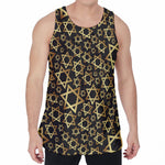 Black And Gold Star of David Print Men's Velvet Tank Top