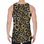 Black And Gold Star of David Print Men's Velvet Tank Top