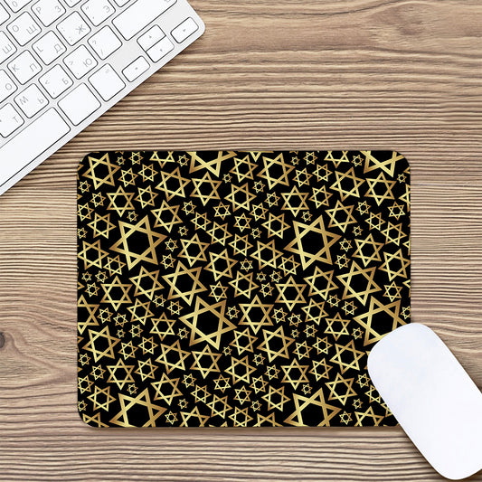 Black And Gold Star of David Print Mouse Pad