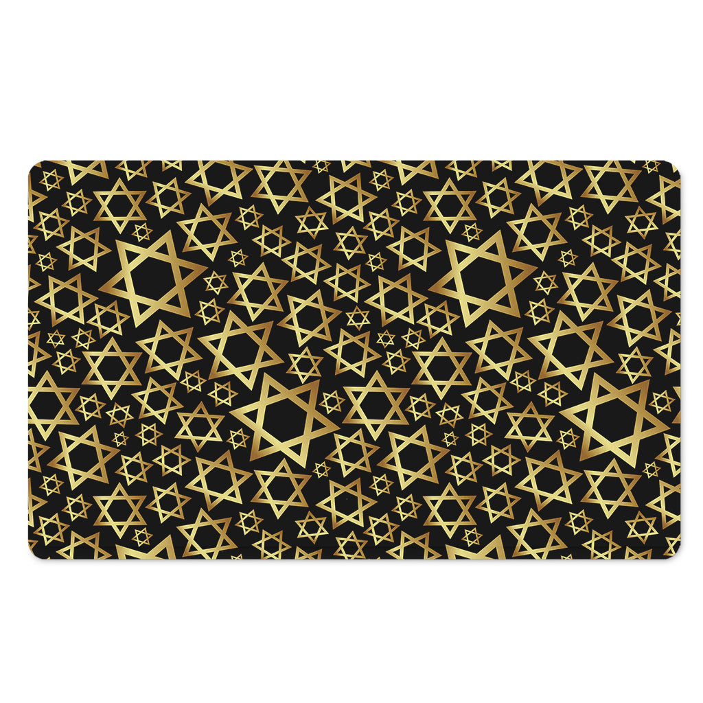 Black And Gold Star of David Print Polyester Doormat