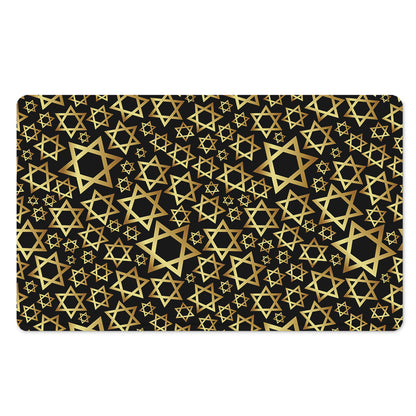 Black And Gold Star of David Print Polyester Doormat
