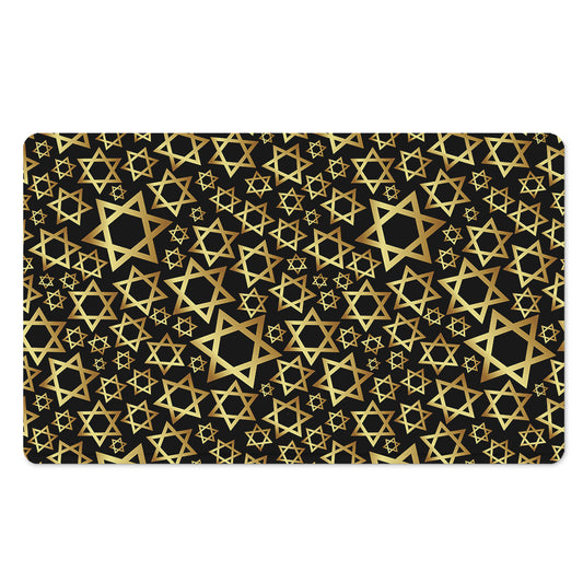 Black And Gold Star of David Print Polyester Doormat