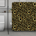 Black And Gold Star of David Print Polyester Shower Curtain