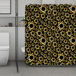 Black And Gold Star of David Print Polyester Shower Curtain