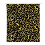 Black And Gold Star of David Print Polyester Shower Curtain