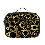 Black And Gold Star of David Print Portable Lunch Bag