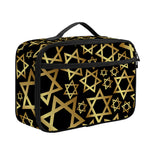 Black And Gold Star of David Print Portable Lunch Bag