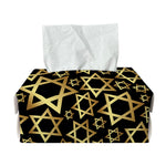 Black And Gold Star of David Print Rectangle Tissue Box Cover