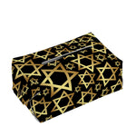 Black And Gold Star of David Print Rectangle Tissue Box Cover