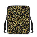 Black And Gold Star of David Print Rectangular Crossbody Bag