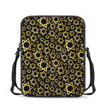 Black And Gold Star of David Print Rectangular Crossbody Bag