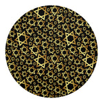 Black And Gold Star of David Print Round Blanket