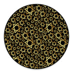 Black And Gold Star of David Print Round Floor Mat
