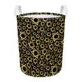 Black And Gold Star of David Print Round Laundry Basket