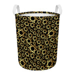Black And Gold Star of David Print Round Laundry Basket
