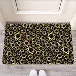 Black And Gold Star of David Print Rubber Doormat