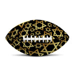 Black And Gold Star of David Print Rugby Ball