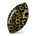 Black And Gold Star of David Print Rugby Ball