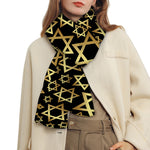 Black And Gold Star of David Print Scarf