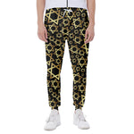 Black And Gold Star of David Print Scuba Joggers