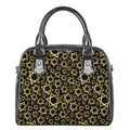 Black And Gold Star of David Print Shoulder Handbag