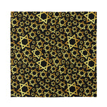 Black And Gold Star of David Print Silk Bandana