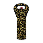 Black And Gold Star of David Print Single Neoprene Wine Tote