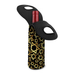 Black And Gold Star of David Print Single Neoprene Wine Tote