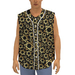 Black And Gold Star of David Print Sleeveless Baseball Jersey