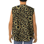Black And Gold Star of David Print Sleeveless Baseball Jersey