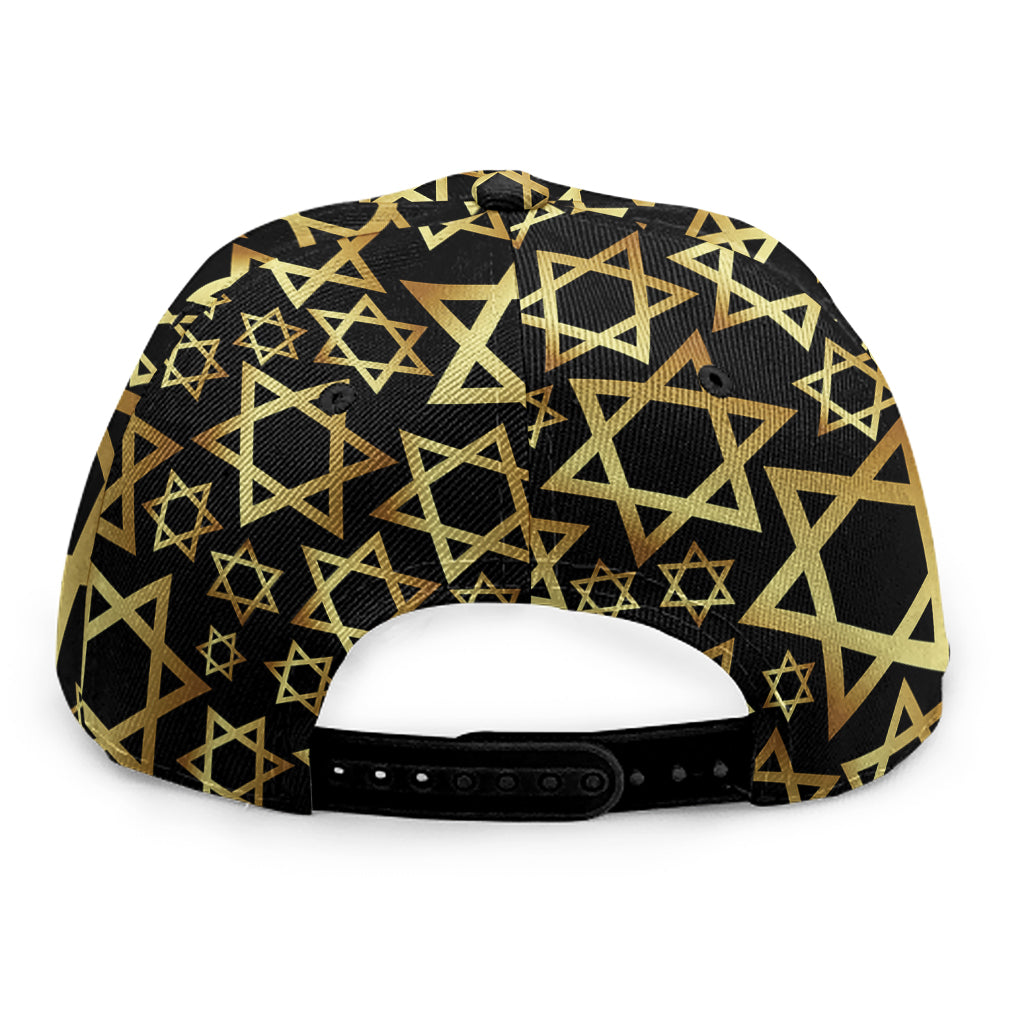 Black And Gold Star of David Print Snapback Cap