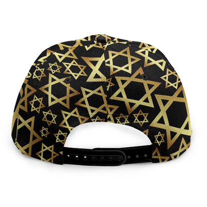 Black And Gold Star of David Print Snapback Cap