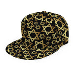 Black And Gold Star of David Print Snapback Cap