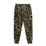 Black And Gold Star of David Print Sweatpants