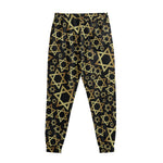 Black And Gold Star of David Print Sweatpants