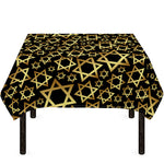 Black And Gold Star of David Print Tablecloth