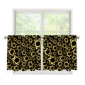 Black And Gold Star of David Print Tier Curtains