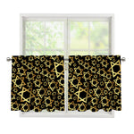 Black And Gold Star of David Print Tier Curtains