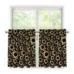 Black And Gold Star of David Print Tier Curtains