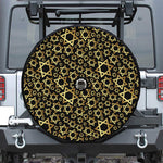 Black And Gold Star of David Print Tire Cover With Camera Hole