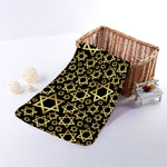 Black And Gold Star of David Print Towel