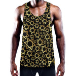 Black And Gold Star of David Print Training Tank Top