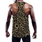 Black And Gold Star of David Print Training Tank Top